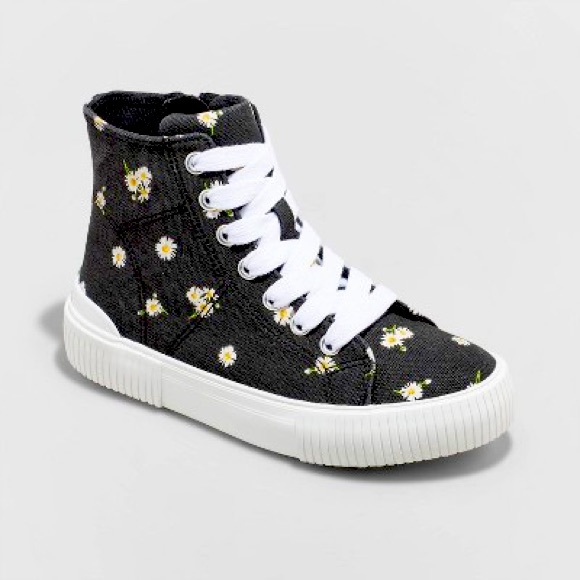 Cat & Jack Shoes New Girls Cora Black Zip Laceup Sneaker Hightop